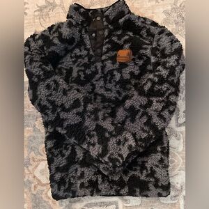 Women’s Black and Gray Sherpa Sweater